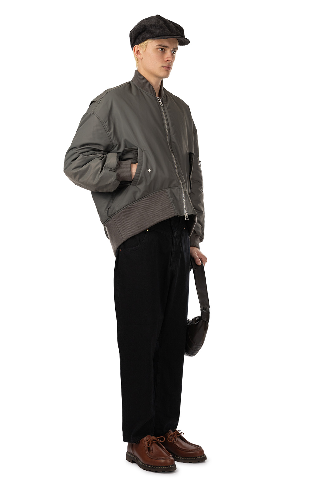 JW Anderson - Oversized Curved Hem Bomber Jacket - Steel